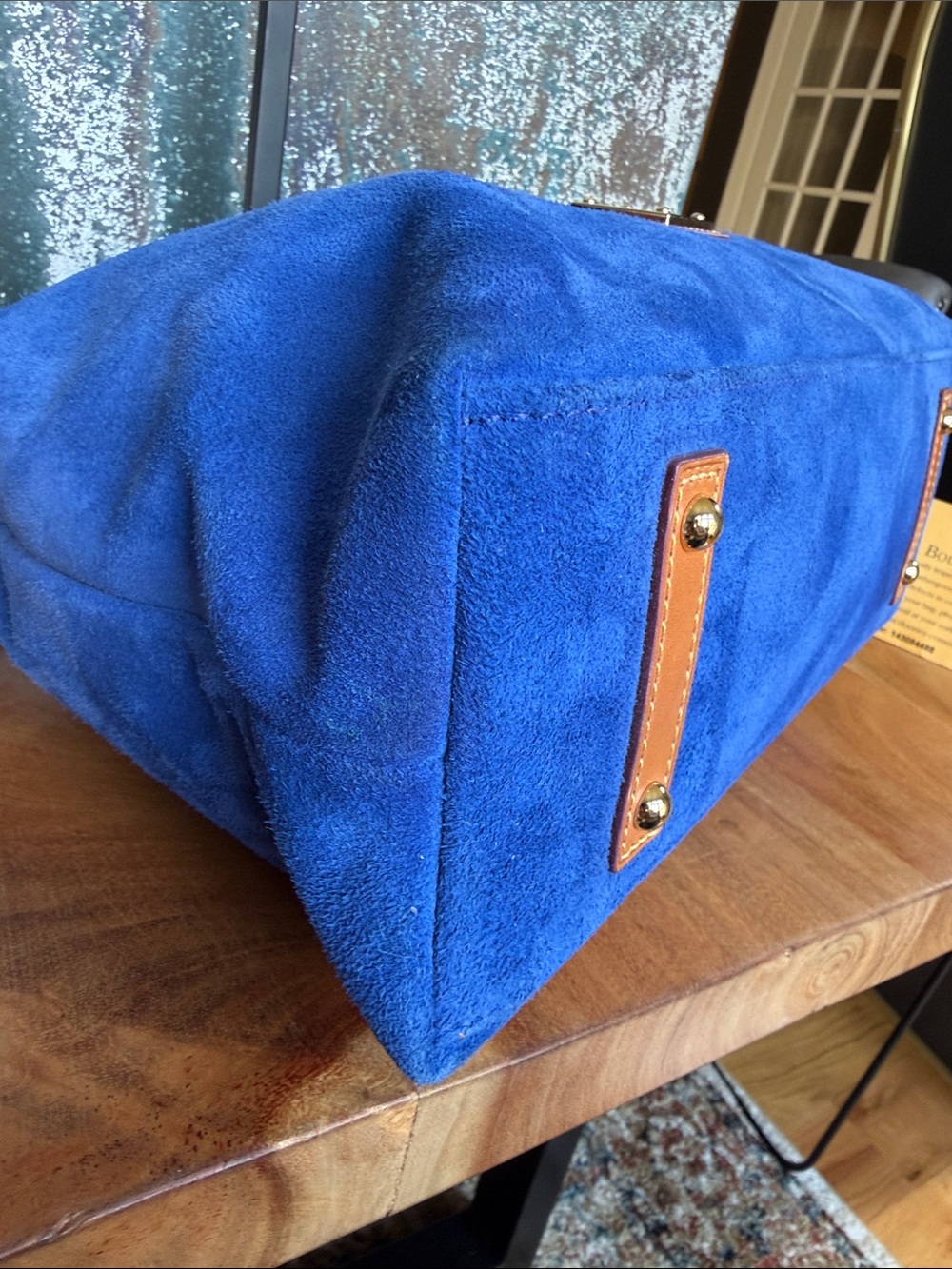Dooney & Bourke Quiet Luxury 2020’s Italian Suede Hobo Bag Royal Blue EUC - Picture 12 of 16